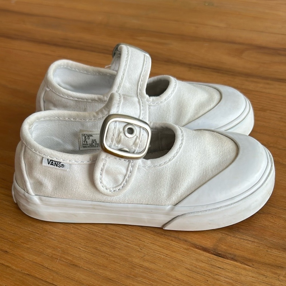 Vans Girls White Canvas Shoes Mary Jane